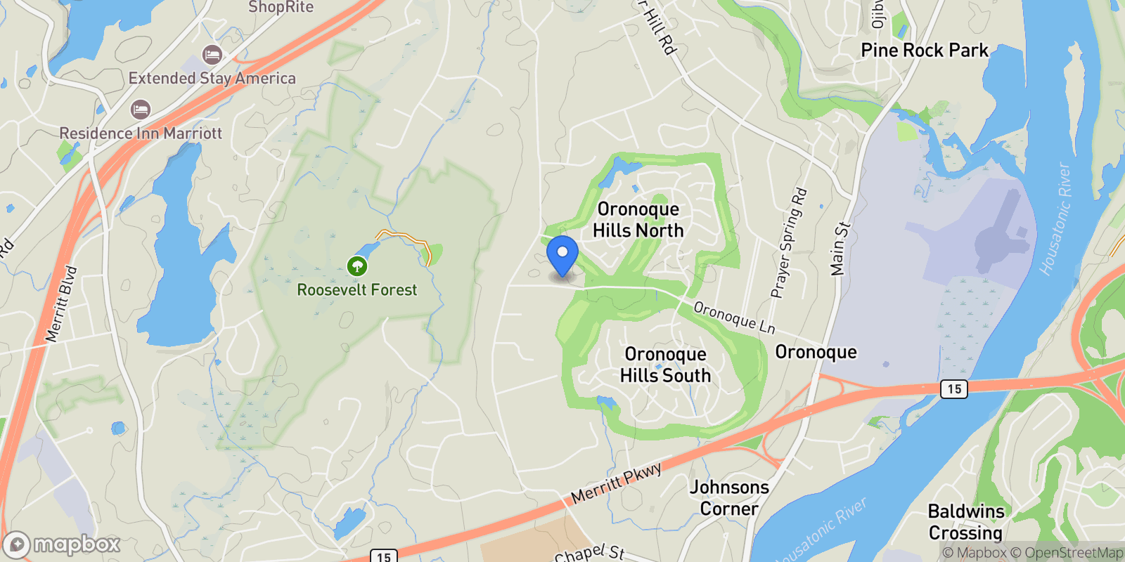 Map showing 170 Oronoque Lane, #85, Stratford, CT, 06614, USA, Stratford, Connecticut, United States.