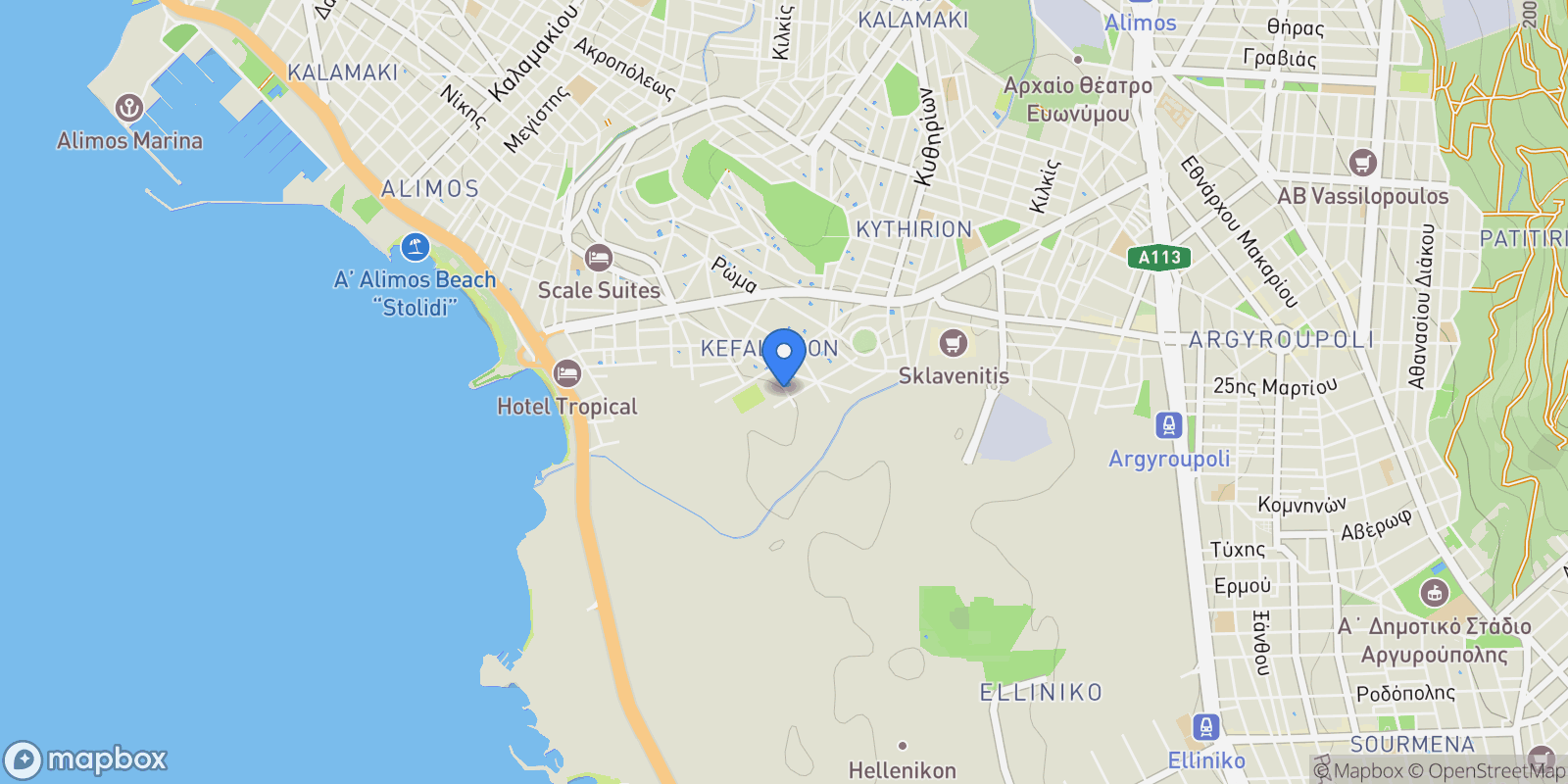Map showing South Athens, Attica, Greece.