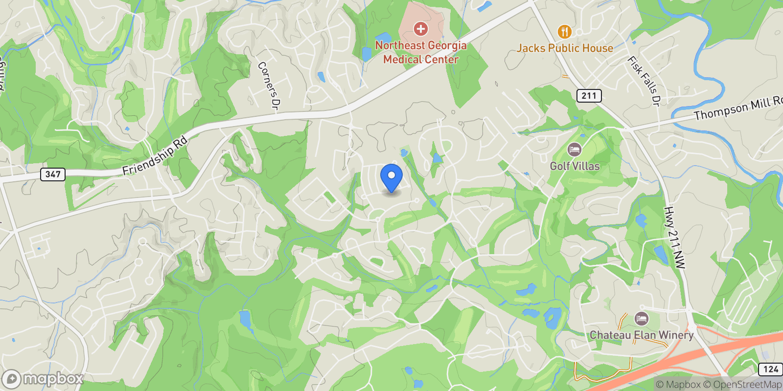 Map showing Braselton, Georgia, United States.
