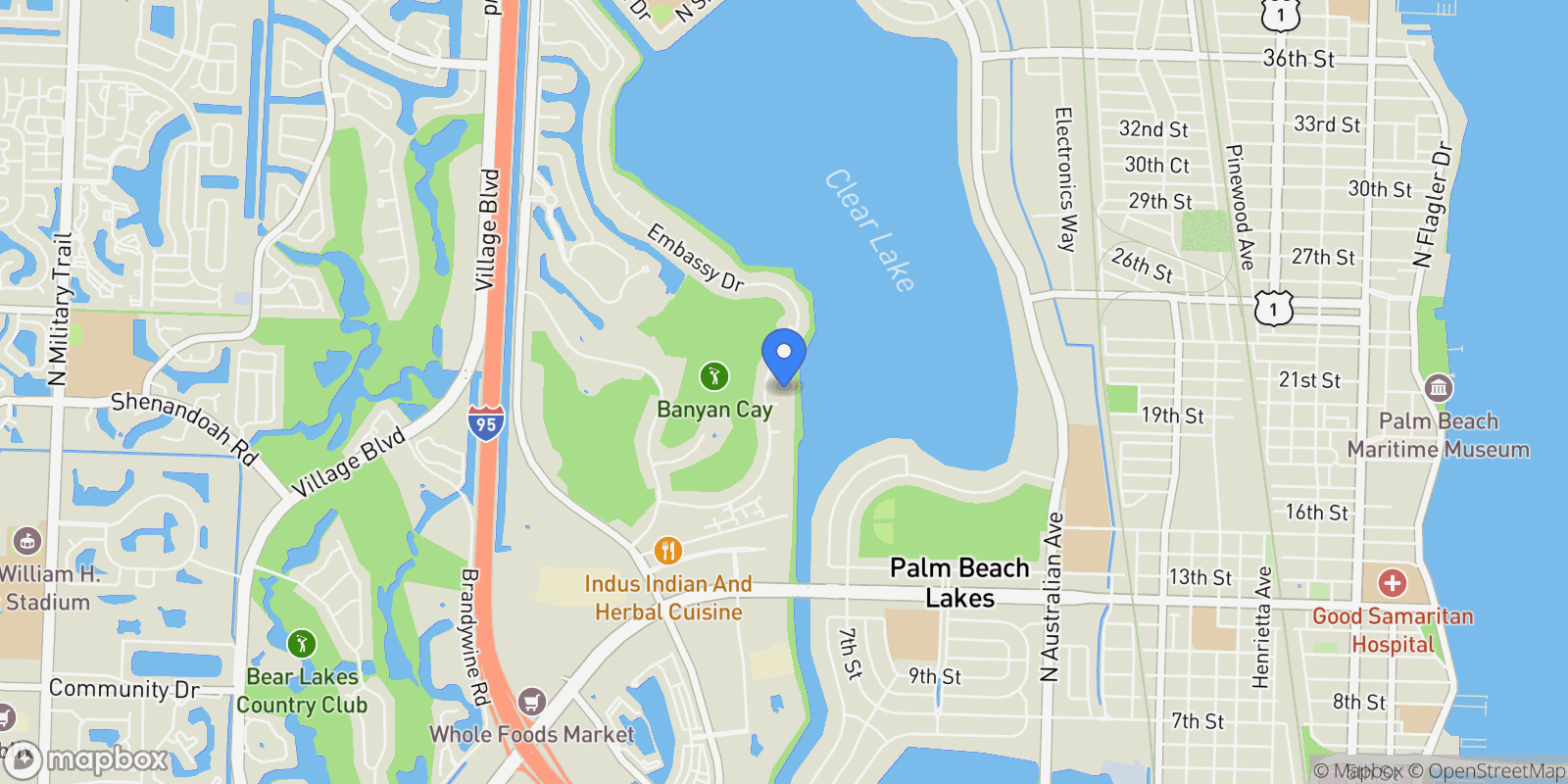 Map showing 4 Cloister Circle, West Palm Beach, FL, 33401, USA, West Palm Beach, Florida, United States.