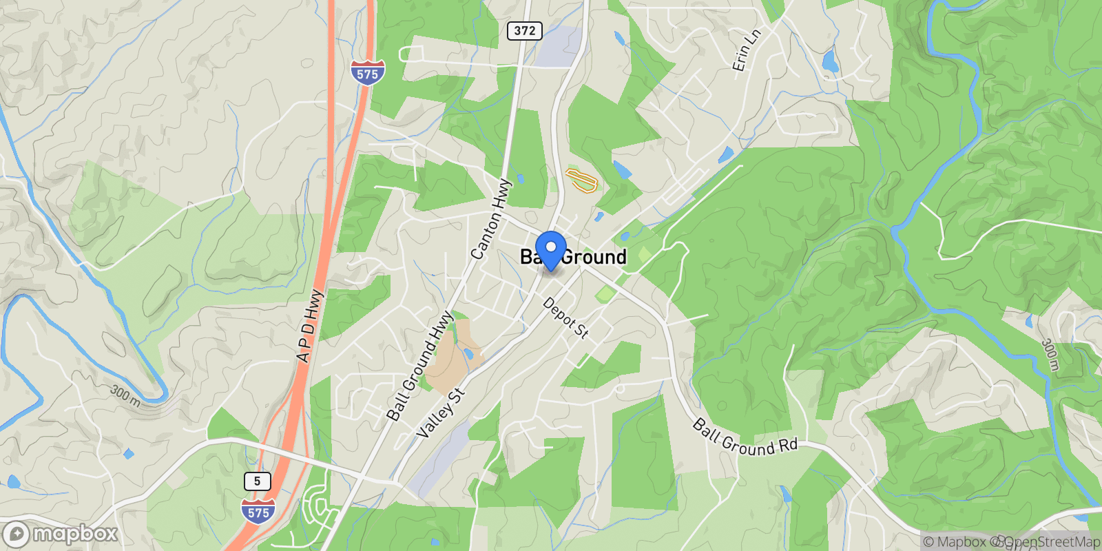 Map showing Ball Ground, Georgia, United States.