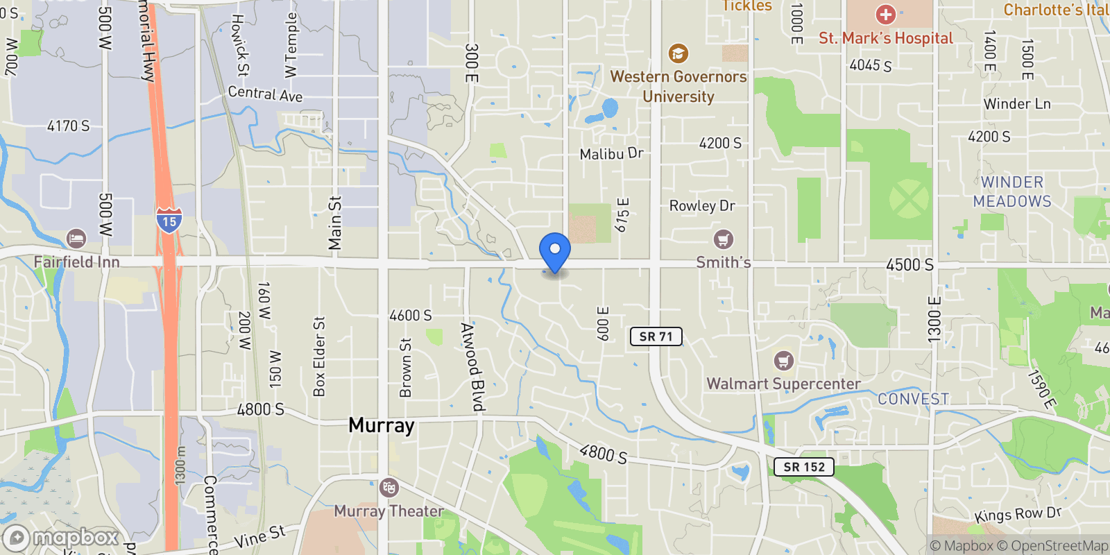 Map showing 4520 S JULEP DR E, South Salt Lake, Utah, United States.