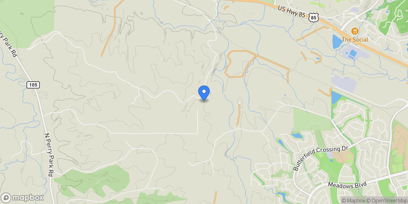 Map showing 2360 Charlford Lane, Sedalia, Colorado, United States.