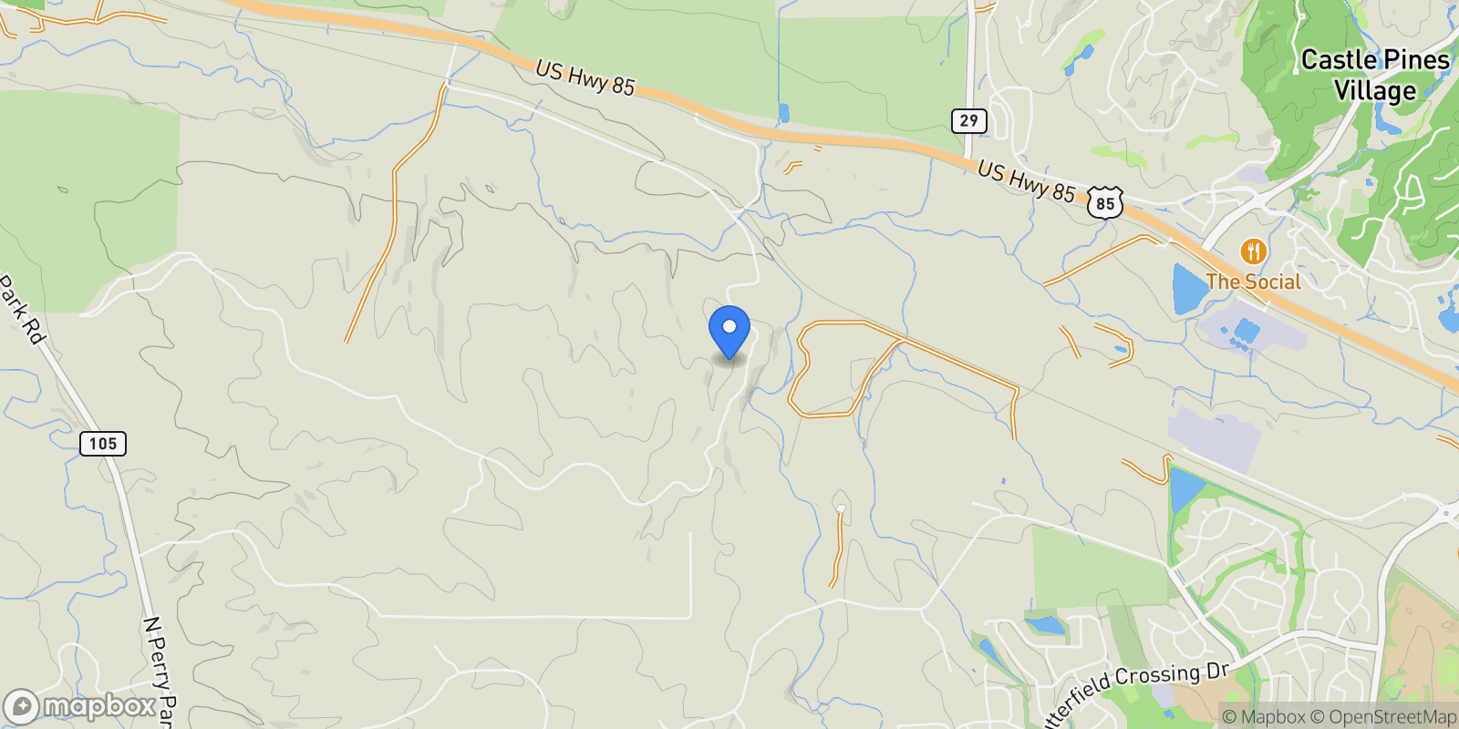 Map showing 2121 Charlford Lane, Sedalia, Colorado, United States.