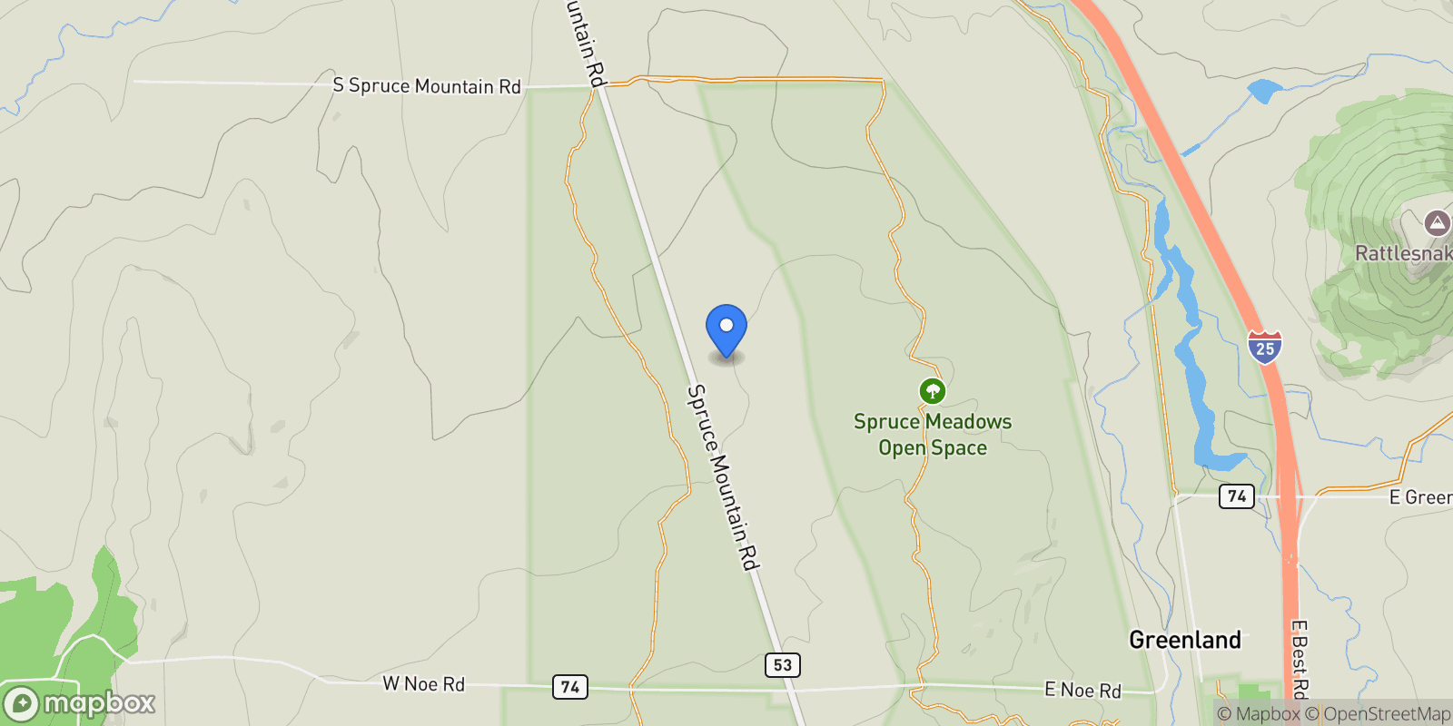 Map showing 11784 Spruce Mountain Road, Larkspur, Colorado, United States.