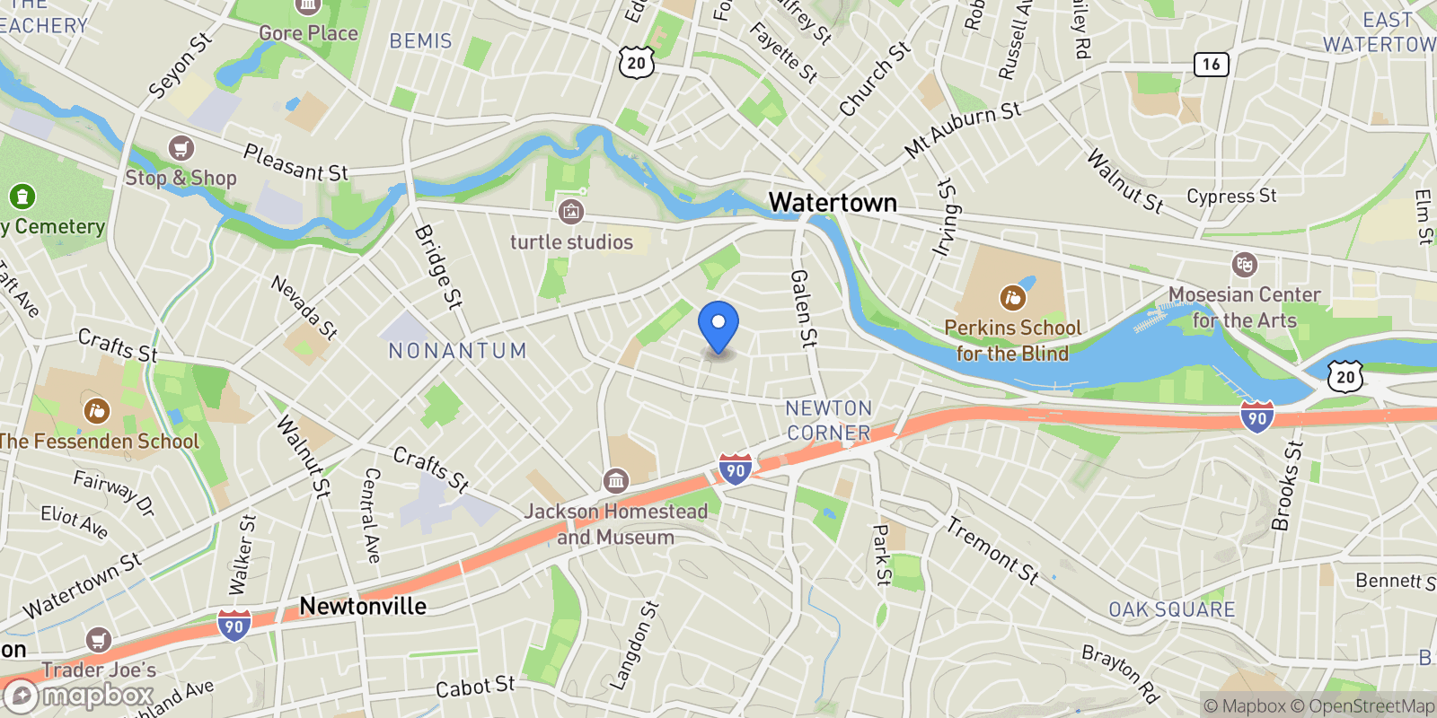 Map showing 15-17 Jewett Pl, #2, Newton, MA, 02458, USA, Newton, Massachusetts, United States.