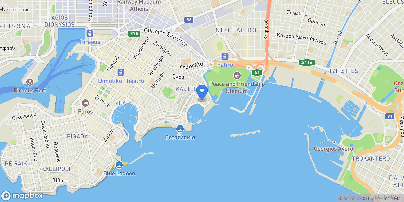 Map showing 2nd District of Piraeus, Piraeus, Greece.