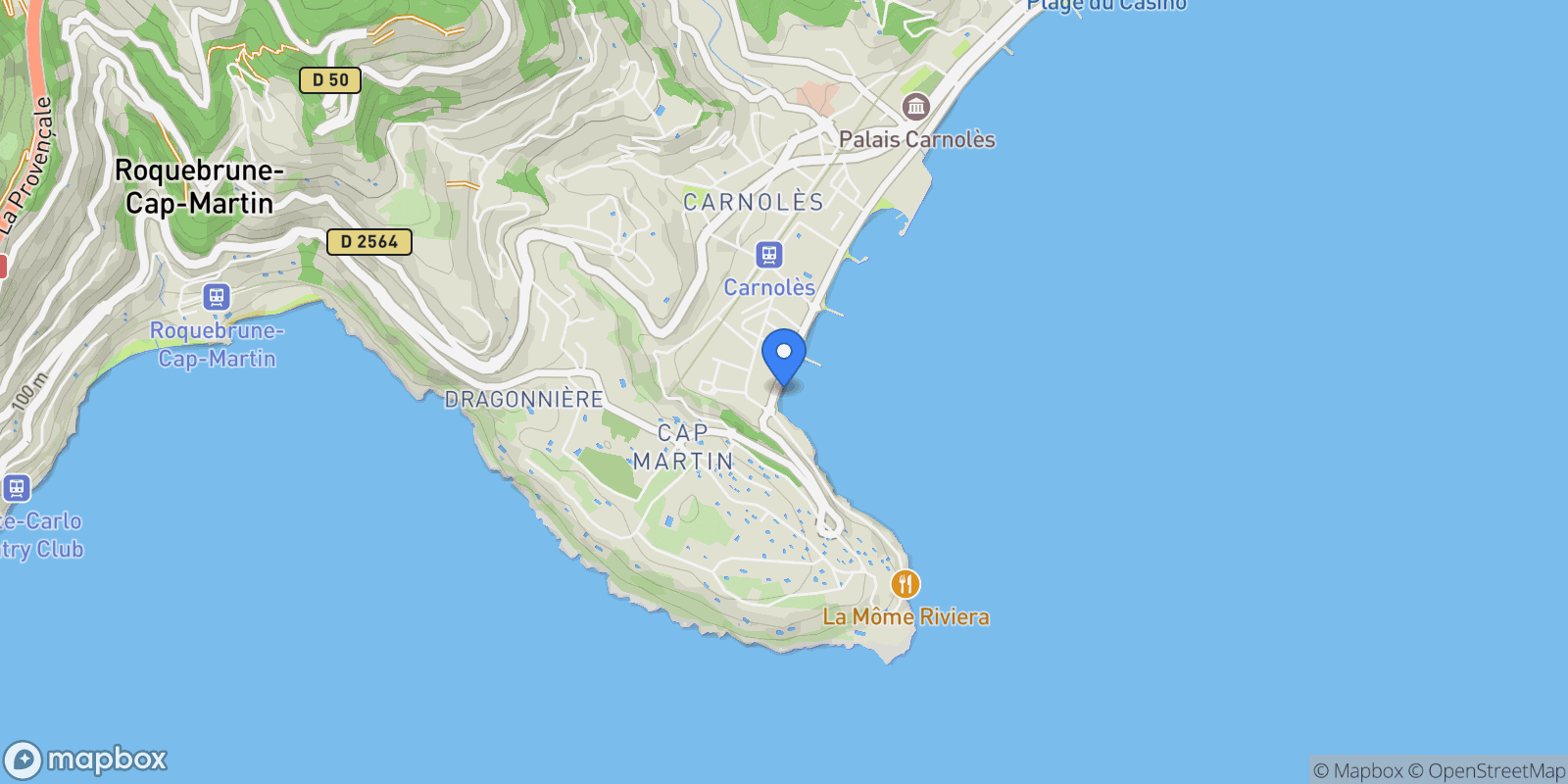 Map showing Roquebrune-Cap-Martin, Provence-Alpes-Côte d'Azur, France.