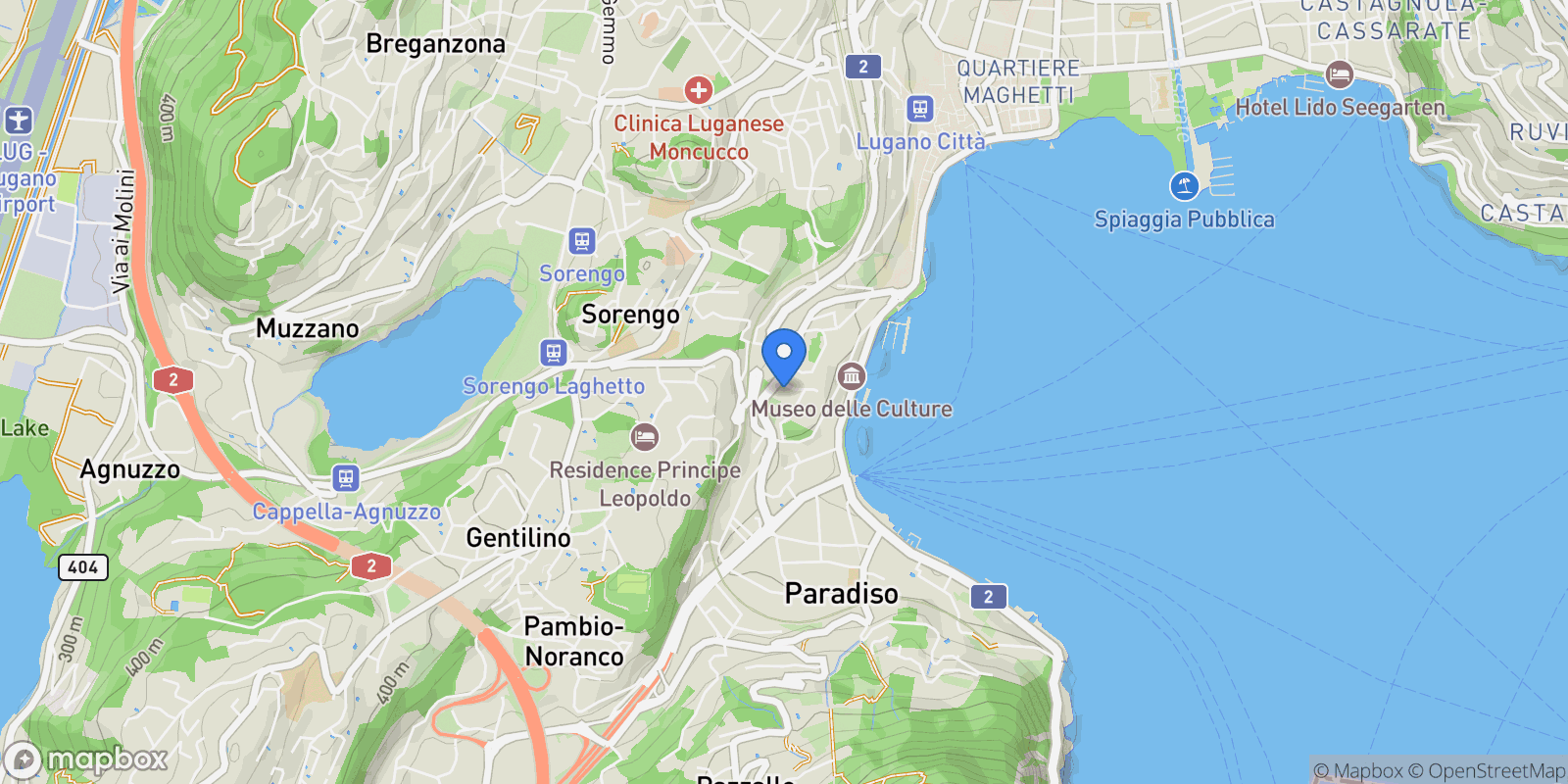 Map showing Via Generoso 4, Lugano, Ticino, Switzerland.