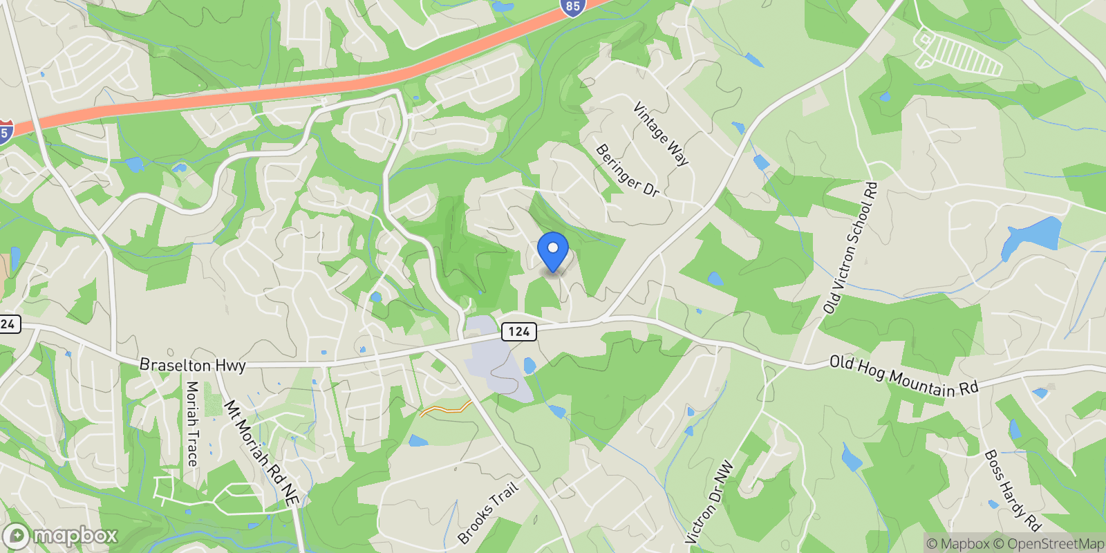 Map showing Hoschton, Georgia, United States.