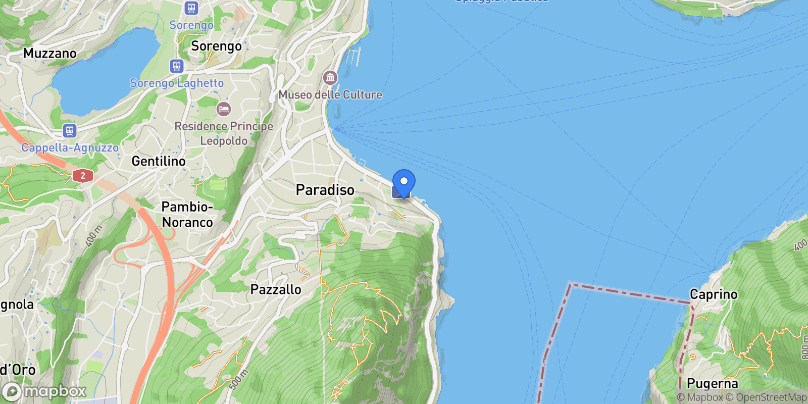 Map showing Via Riva Paradiso 36, Paradiso, Ticino, Switzerland.