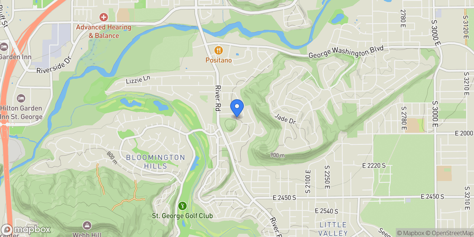 Map showing 1546 E 1850 S, St. George, Utah, United States.