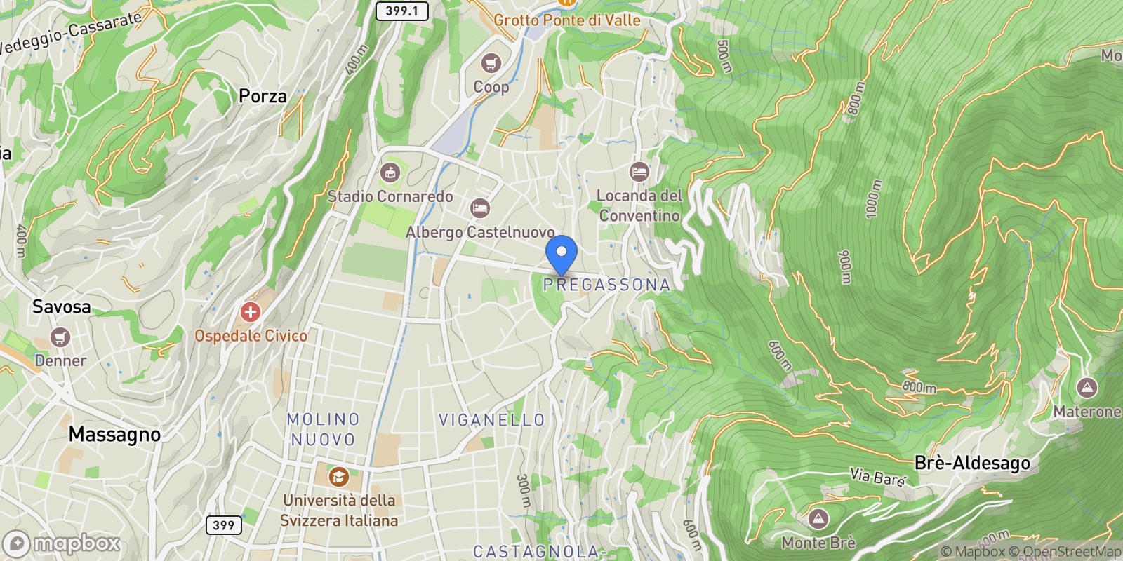 Map showing Viale Cassone, Lugano, Ticino, Switzerland.