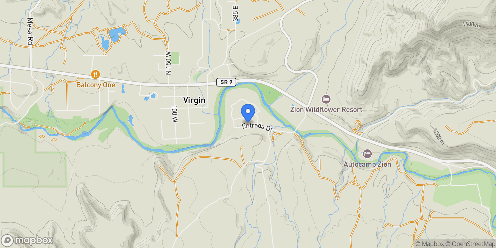 Map showing 442 E ENTRADA DR, Virgin, Utah, United States.
