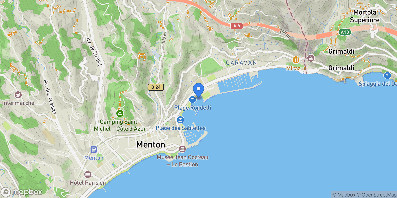 Map showing Menton, Provence-Alpes-Côte d'Azur, France.