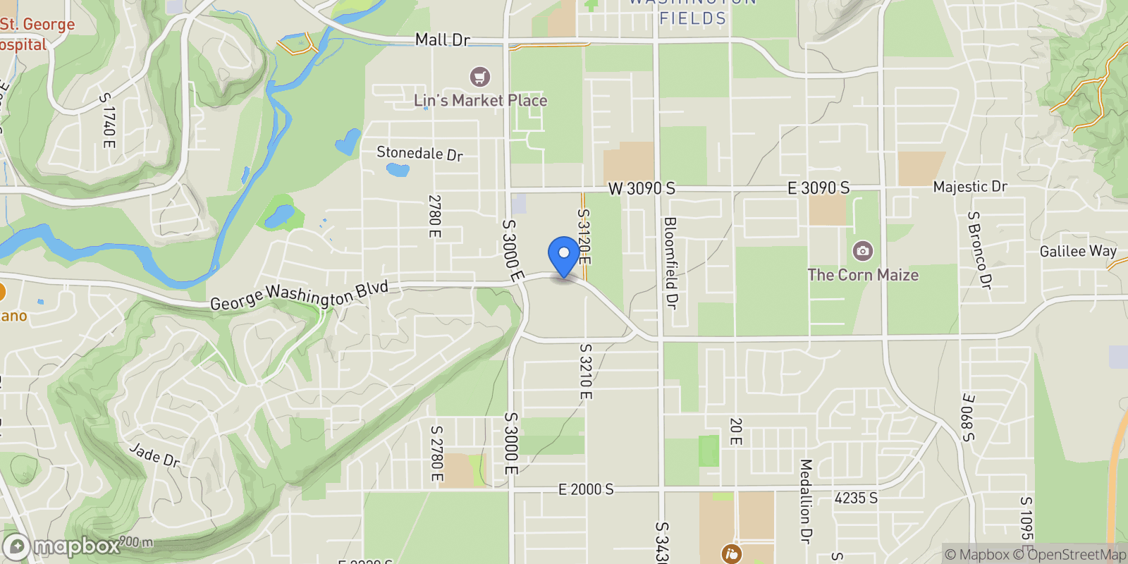 Map showing 1481 S RED CLIFFS TEMPLE LN, St. George, Utah, United States.