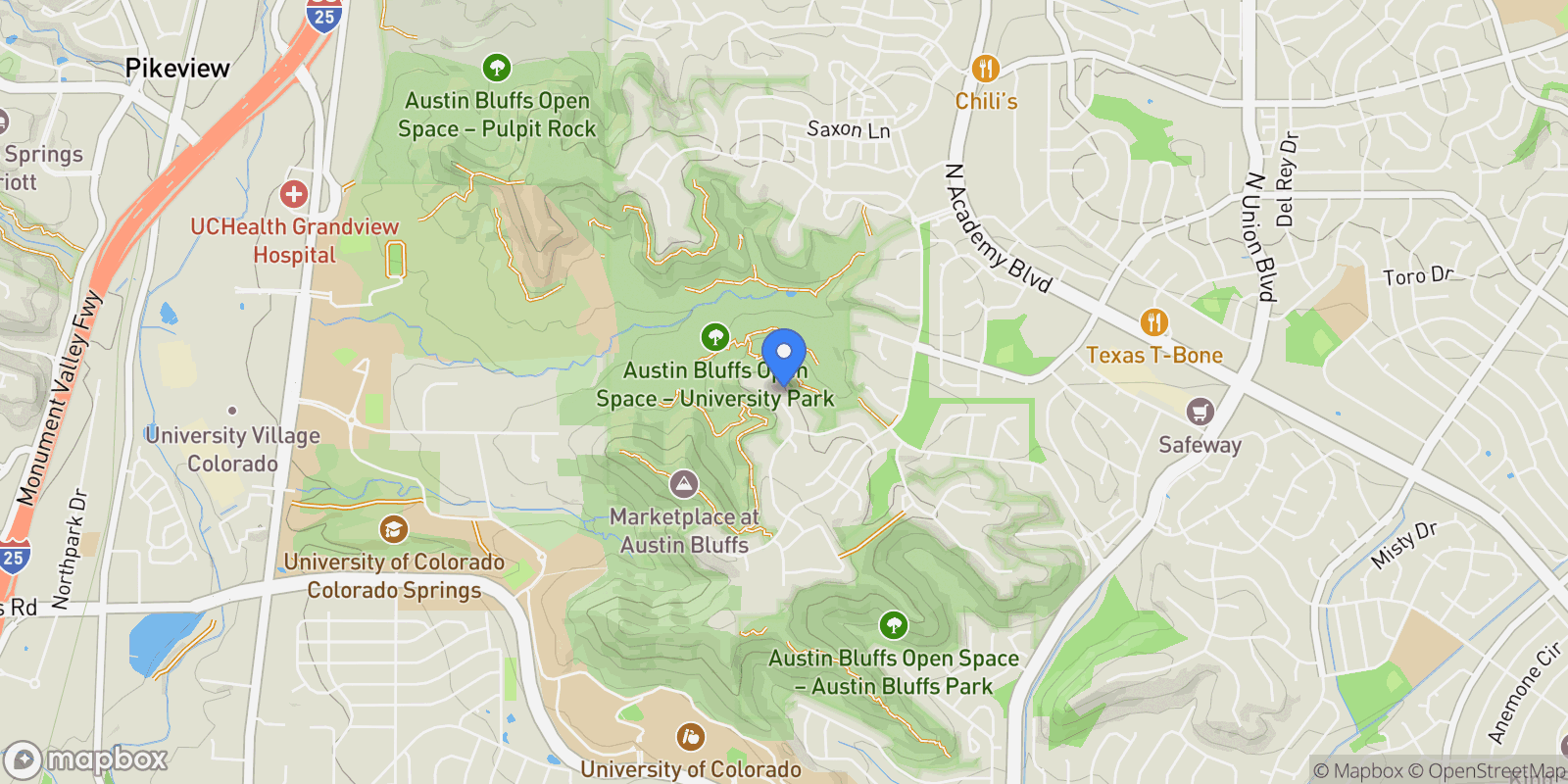 Map showing 5039 Stonehill Road, Colorado Springs, Colorado, United States.