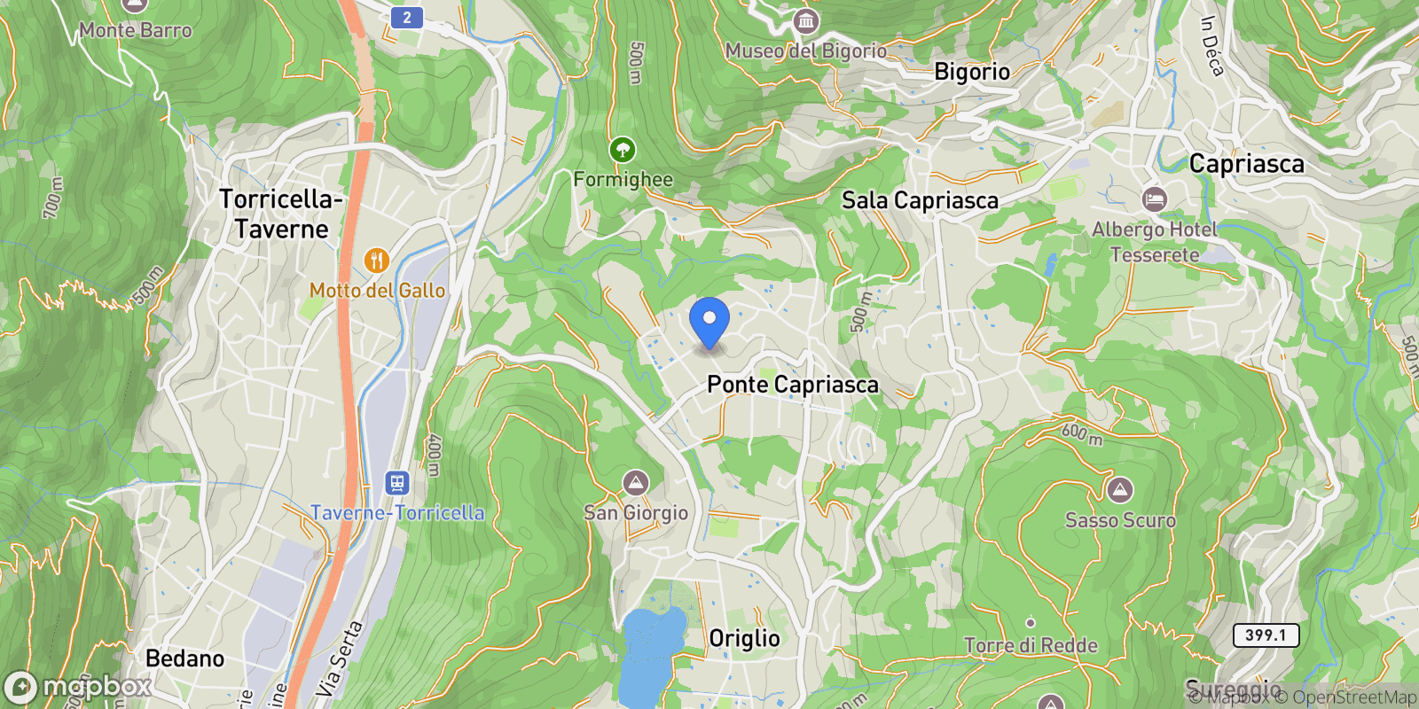 Map showing Via Orio, Ponte Capriasca, Ticino, Switzerland.