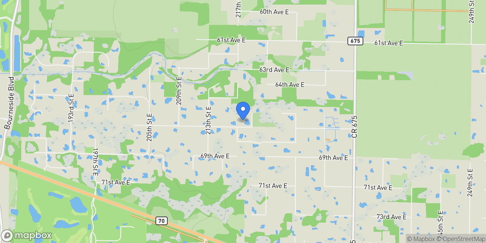 Map showing 21705 67TH AVENUE E, Bradenton, FL, 34211, USA, Bradenton, Florida, United States.