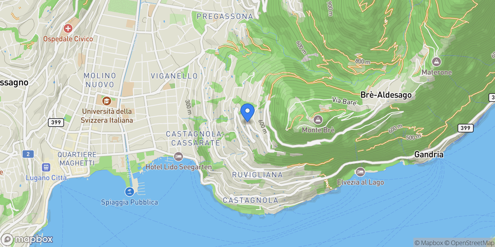 Map showing Via Aldesago, Lugano, Ticino, Switzerland.