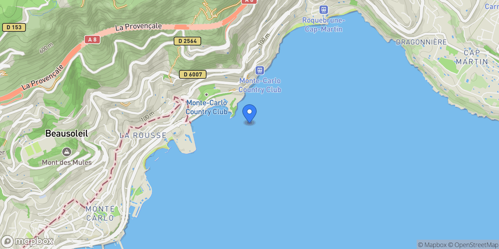 Map showing Roquebrune-Cap-Martin, Provence-Alpes-Côte d'Azur, France.