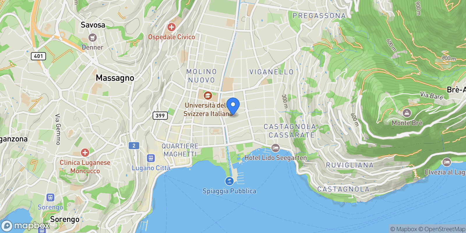 Map showing Via al Chioso, Lugano, Ticino, Switzerland.
