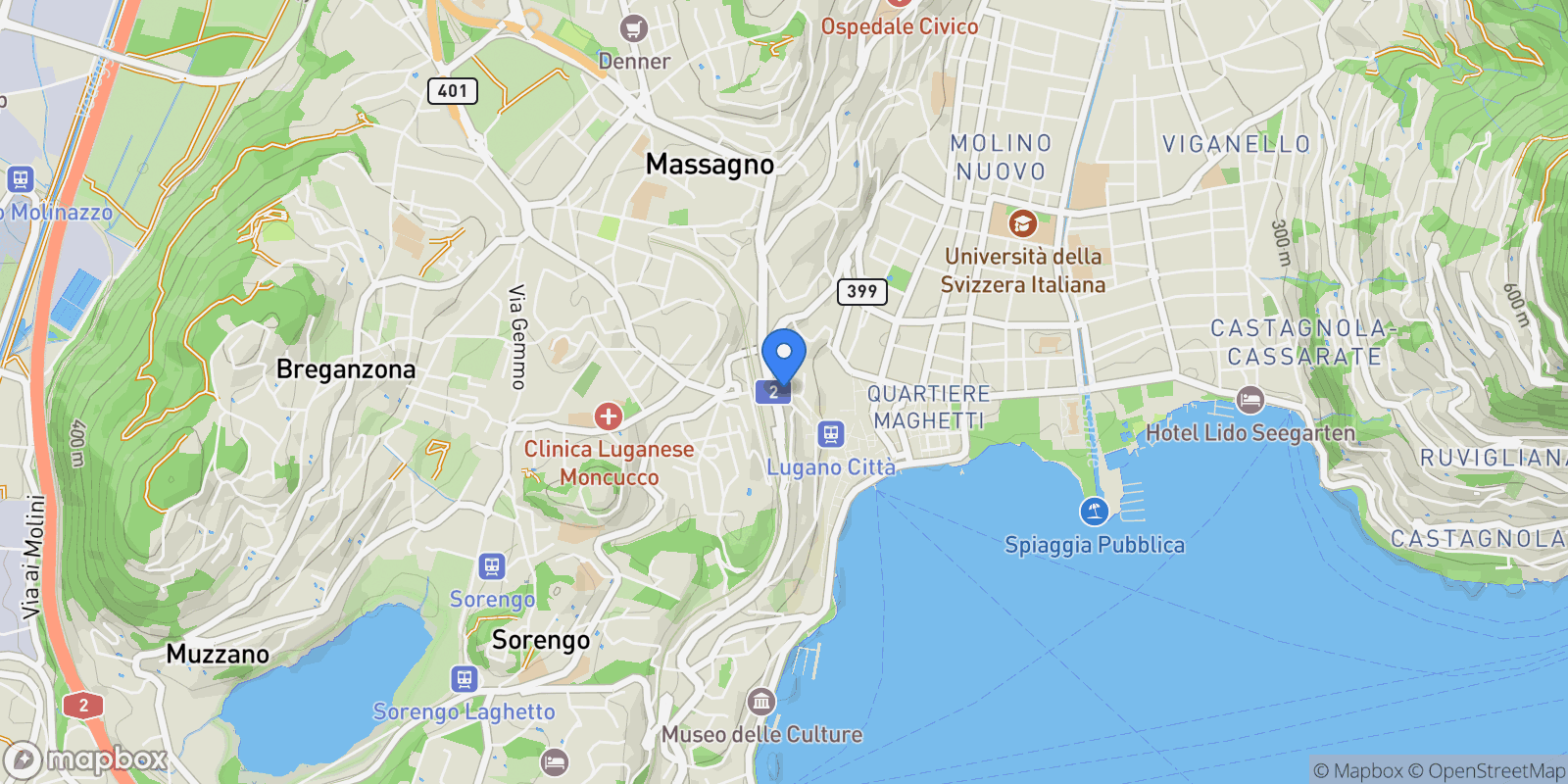 Map showing Via Paolo Regazzoni, Lugano, Ticino, Switzerland.