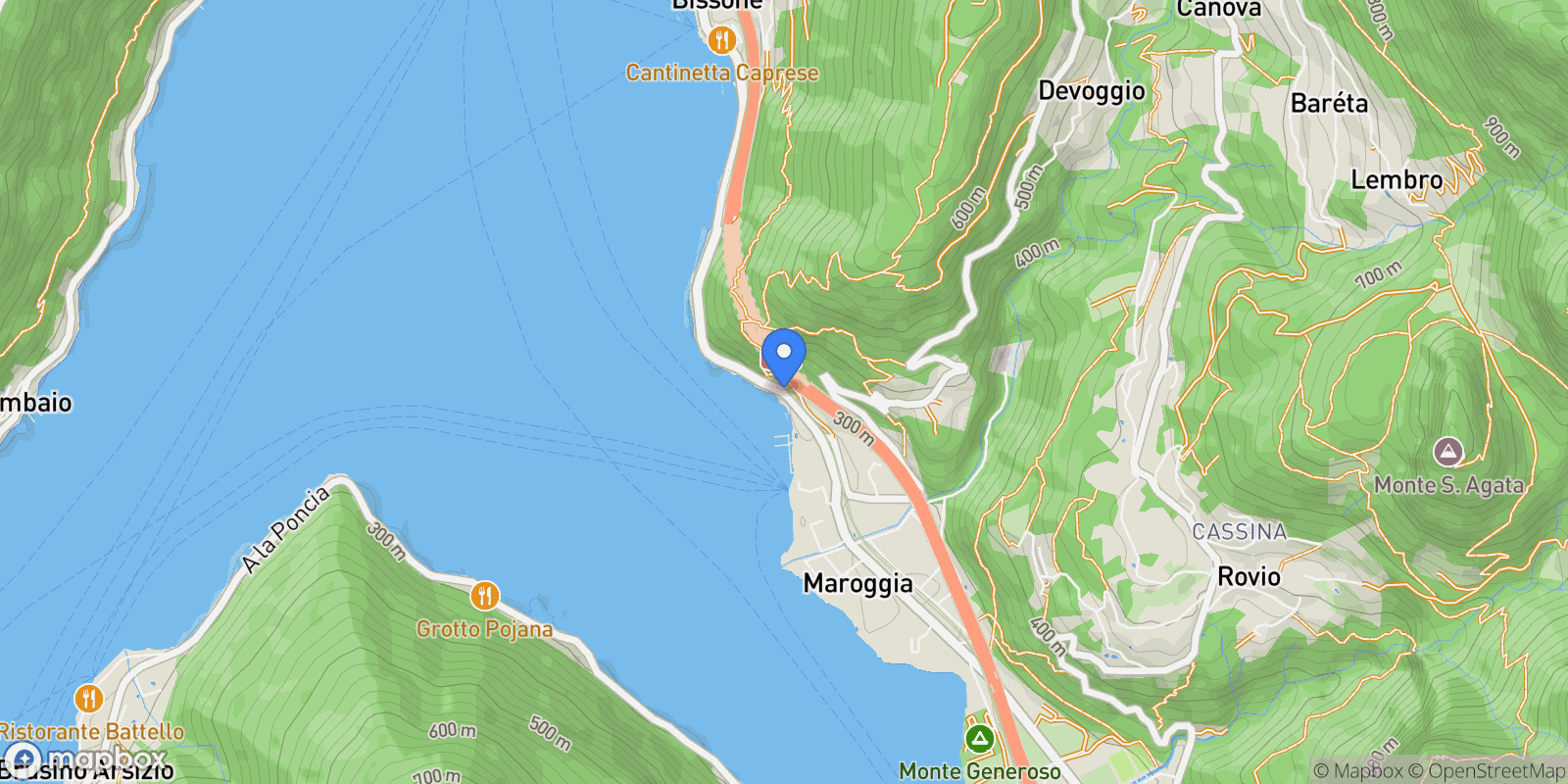 Map showing Via Baldassarre Longhena, Maroggia, Ticino, Switzerland.
