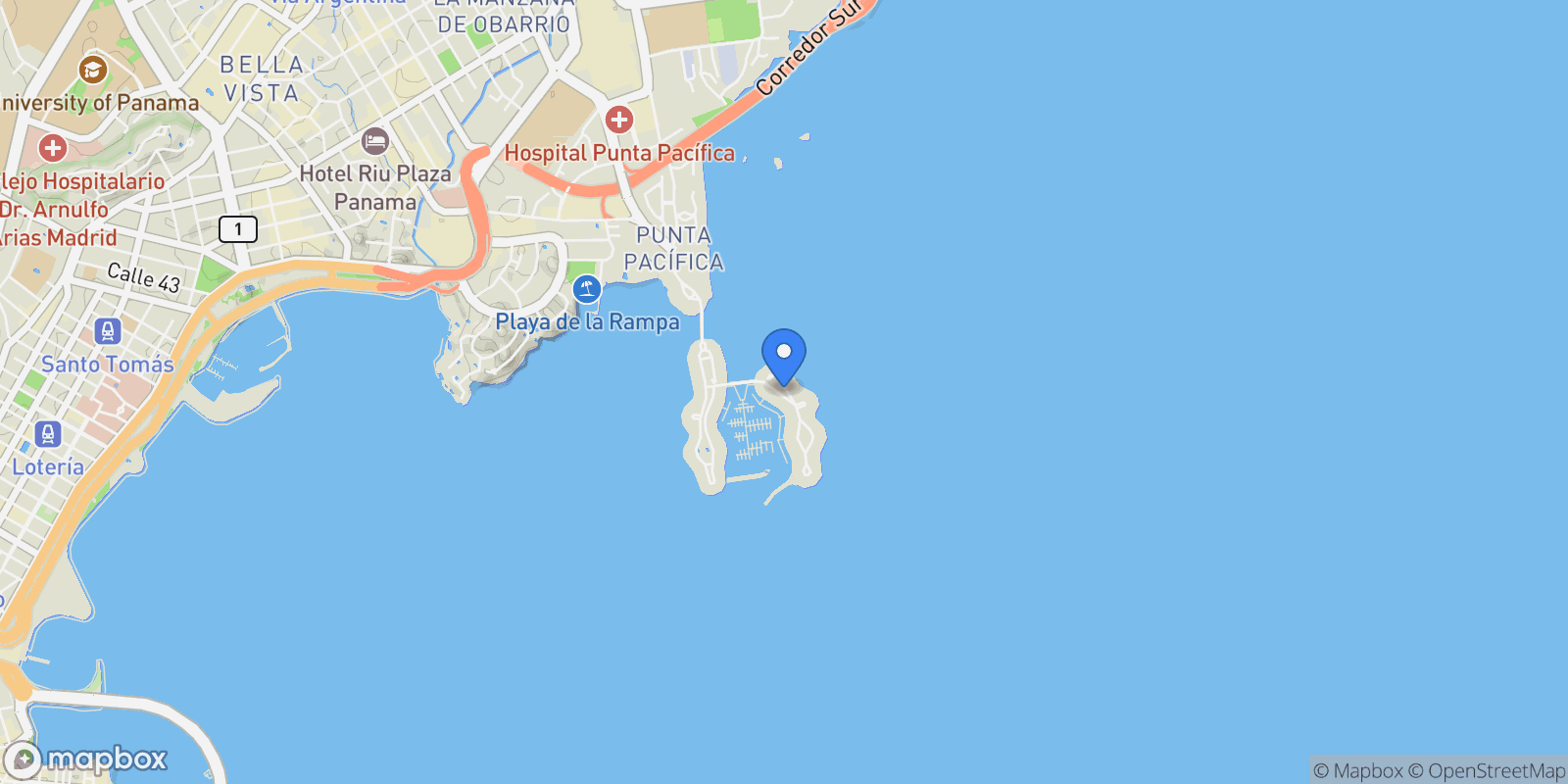 Map showing Ocean Reef Islands, Panama City, Panama, Panama City, Panama, Panama.
