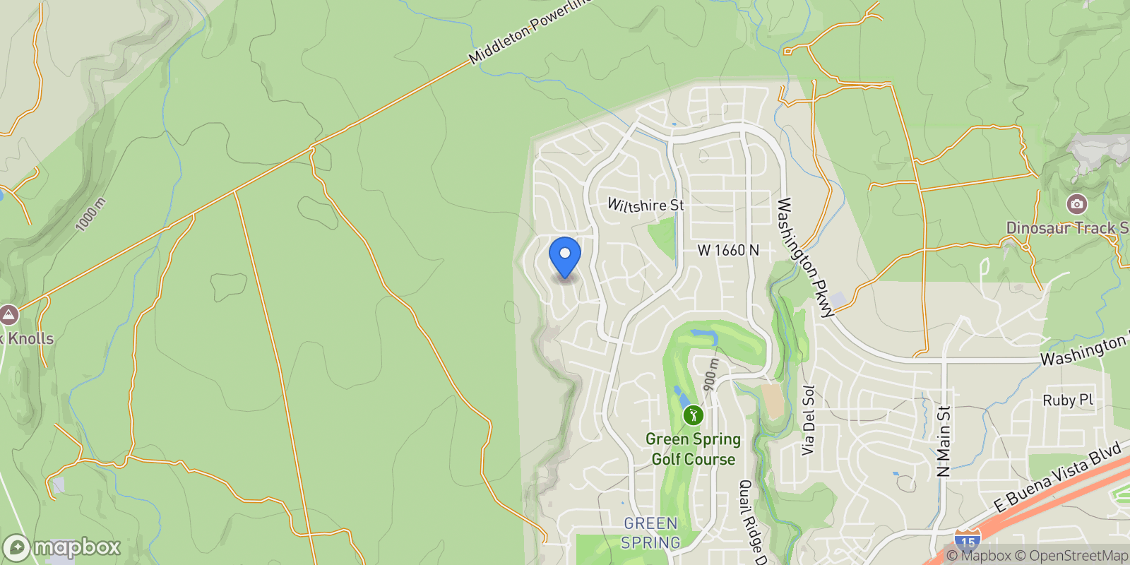 Map showing 1528 N POTOMAC AVE AVE W 229, Washington, Utah, United States.
