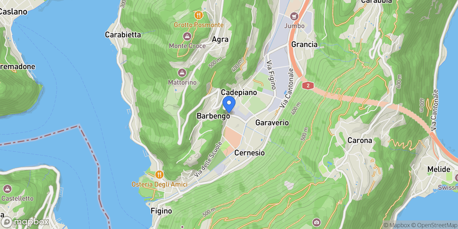 Map showing Via al Municipio, Lugano, Ticino, Switzerland.