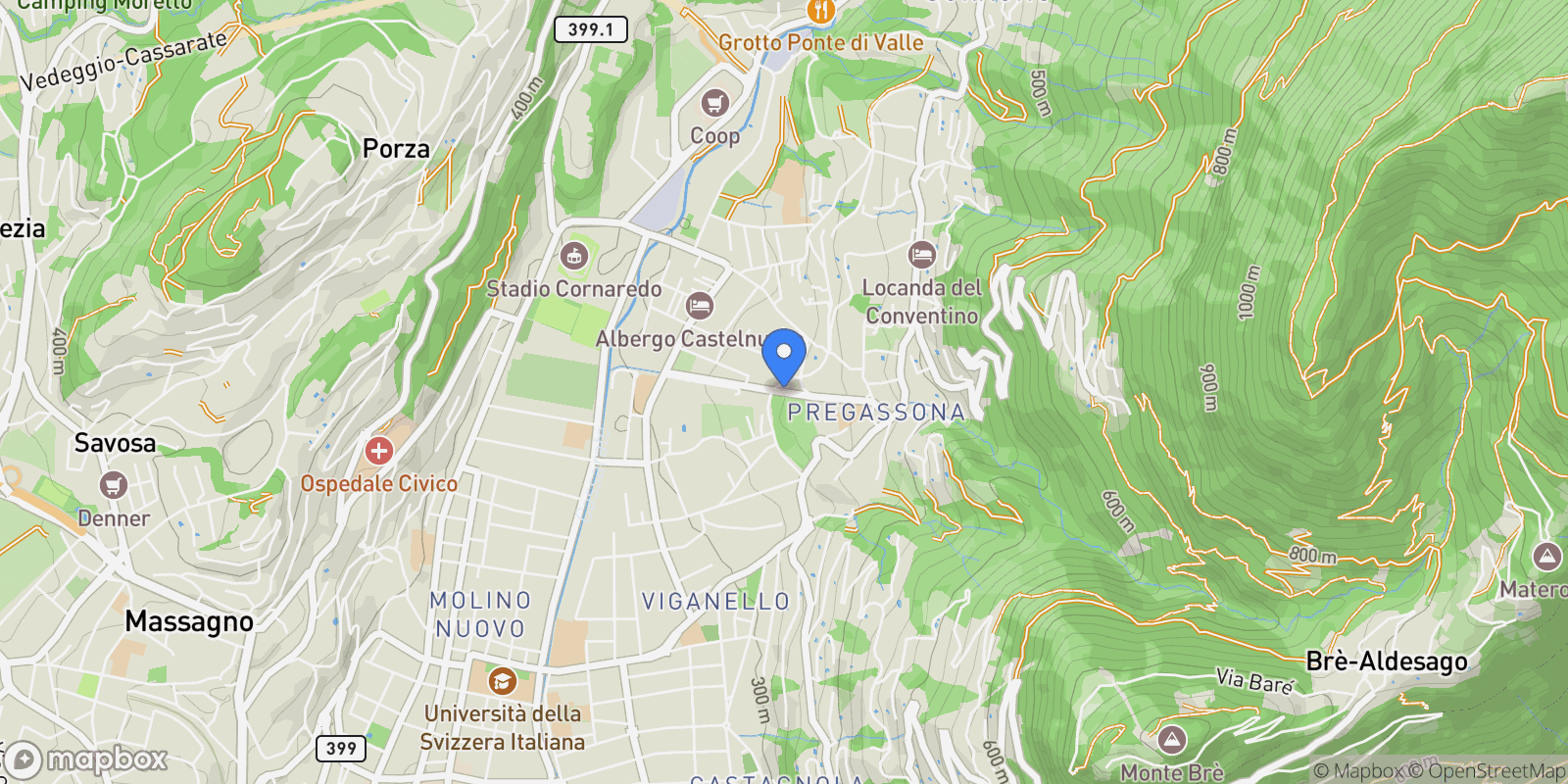 Map showing Viale Cassone, Lugano, Ticino, Switzerland.