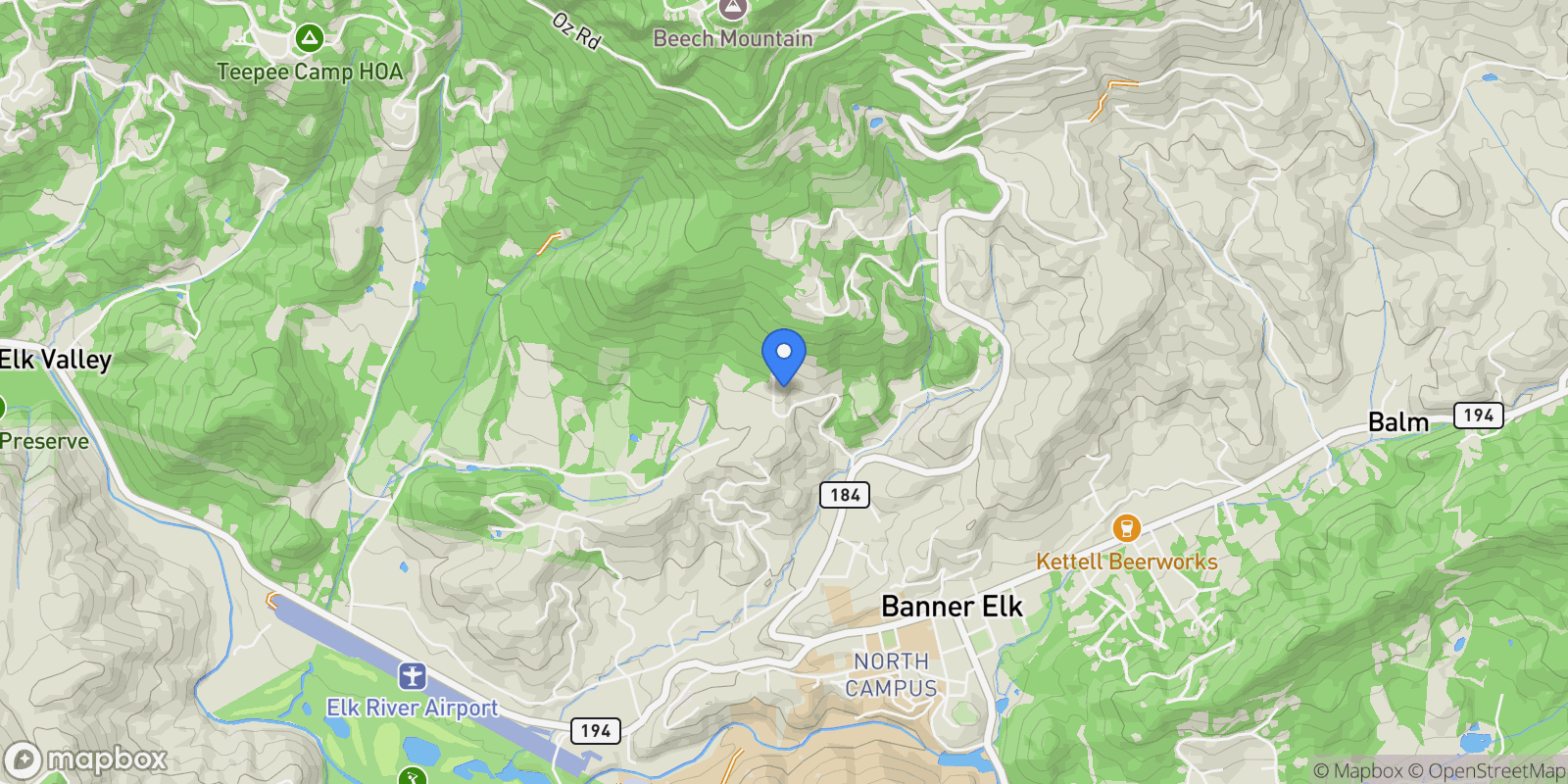 Map showing 552 Penny Lane 2B, Banner Elk, NC 28604, Banner Elk, North Carolina, United States.