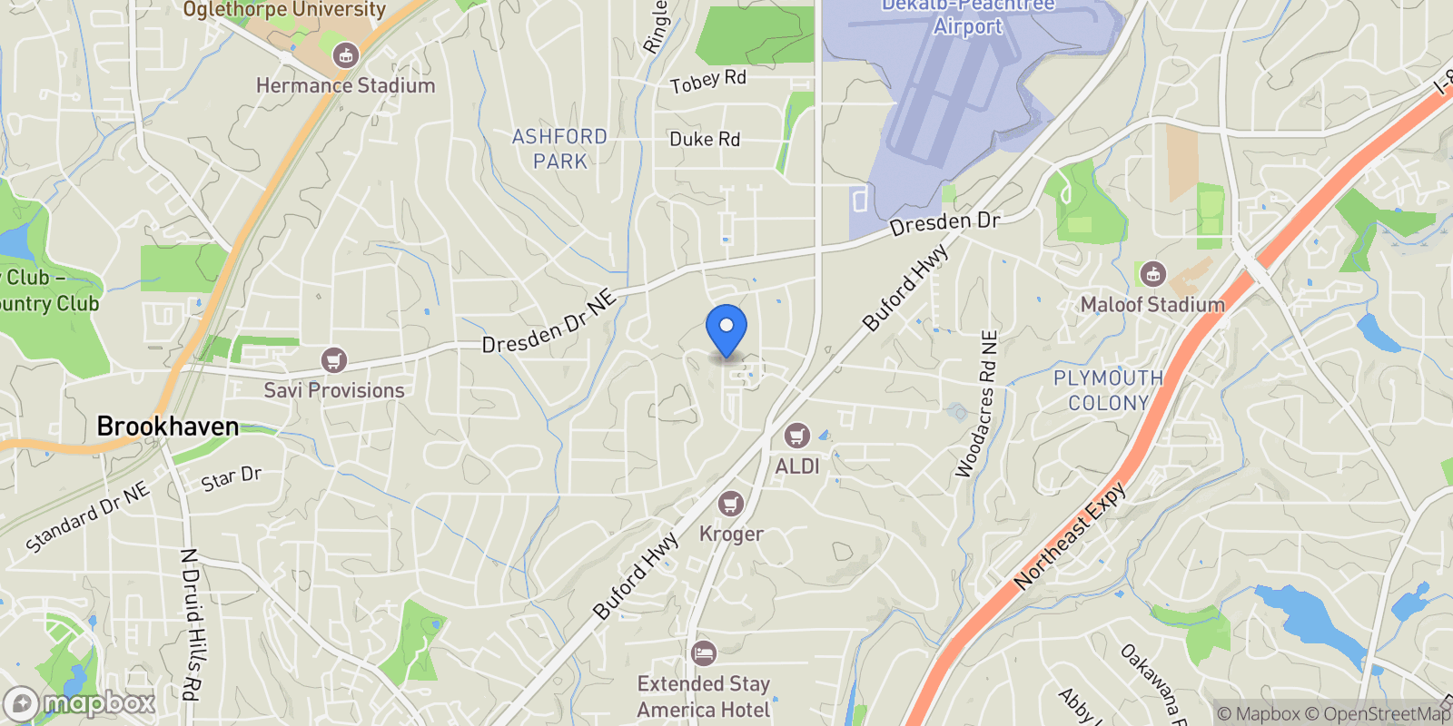 Map showing Brookhaven, Georgia, United States.