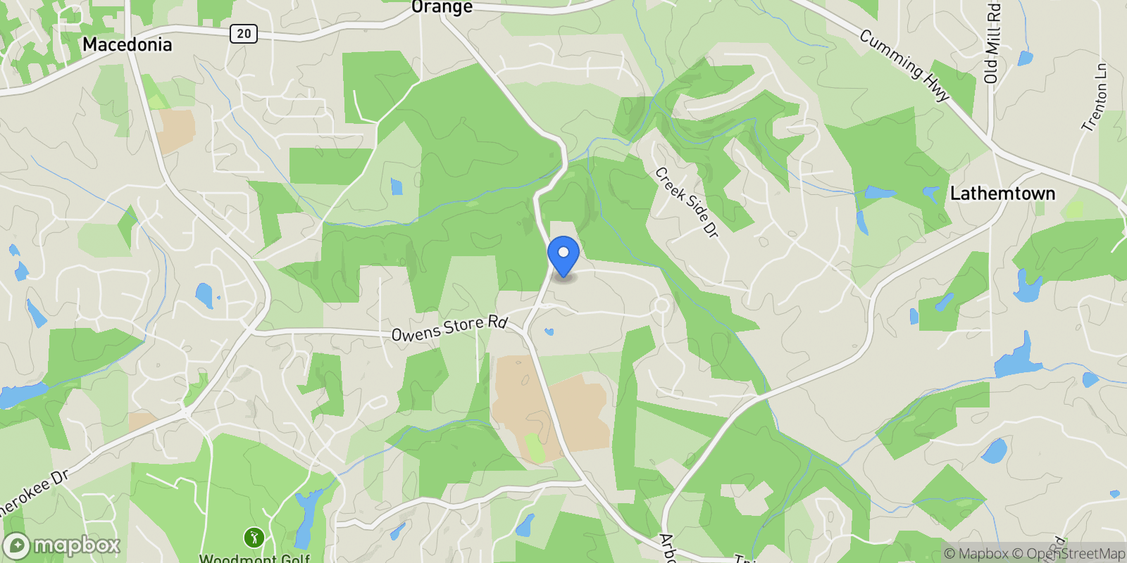 Map showing Canton, Georgia, United States.