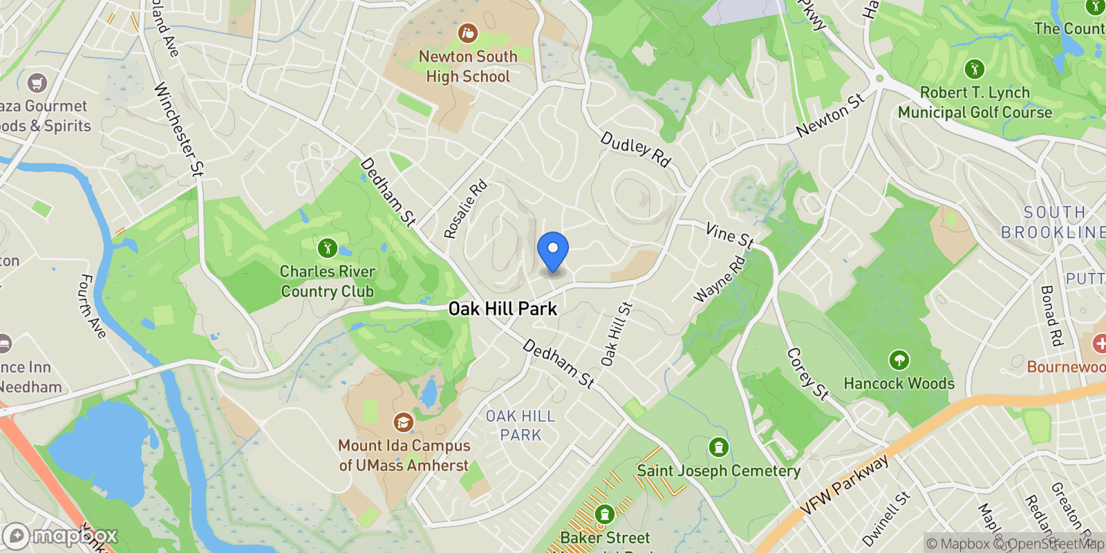 Map showing 21 Lovett Road, Newton, MA, 02459, USA, Newton, Massachusetts, United States.
