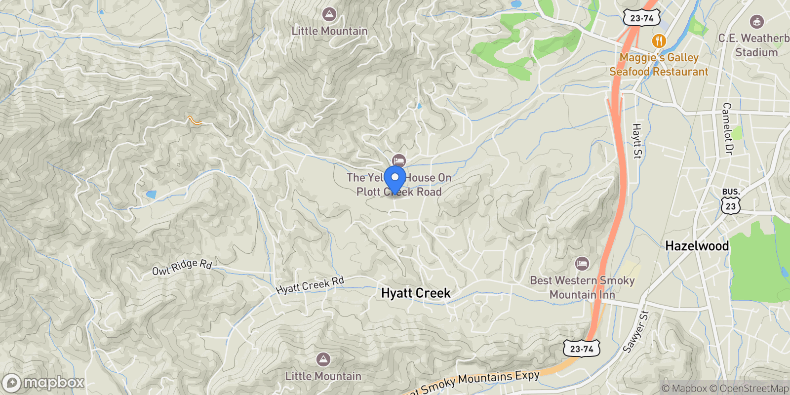 Map showing 70 Midnight Lane, Waynesville, North Carolina, United States.