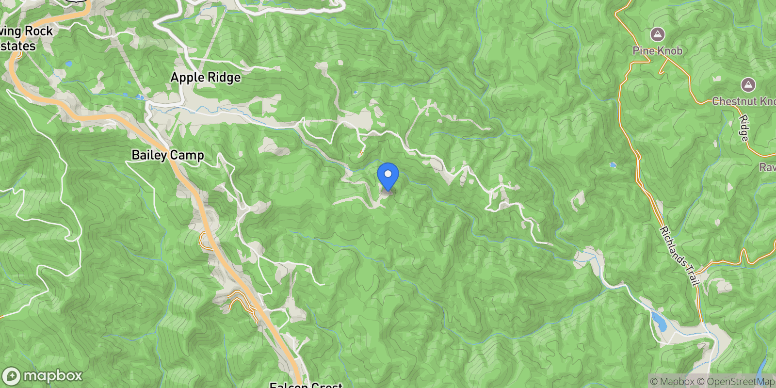 Map showing 8179 Baileys Creek Trail, Lenoir, North Carolina, United States.