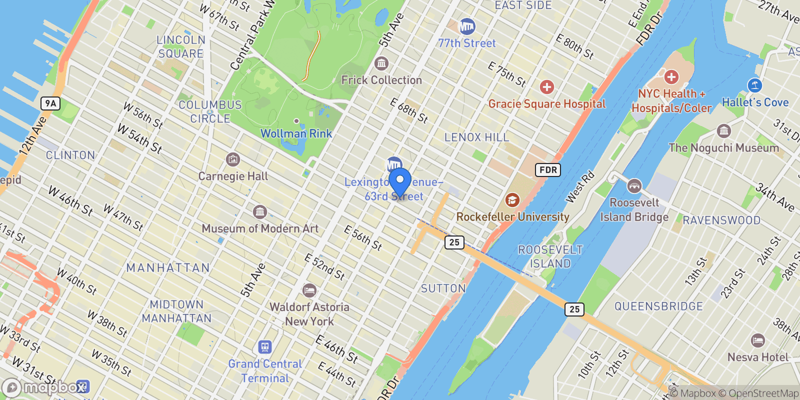 Map showing The Savoy, 200 E 61ST ST, New York, New York, United States.