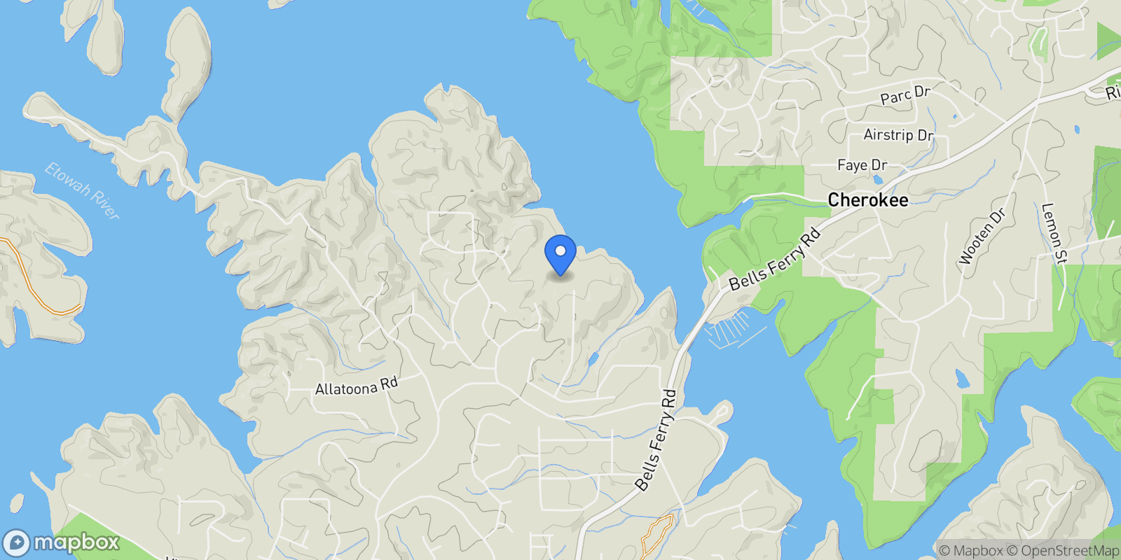 Map showing Woodstock, Georgia, United States.