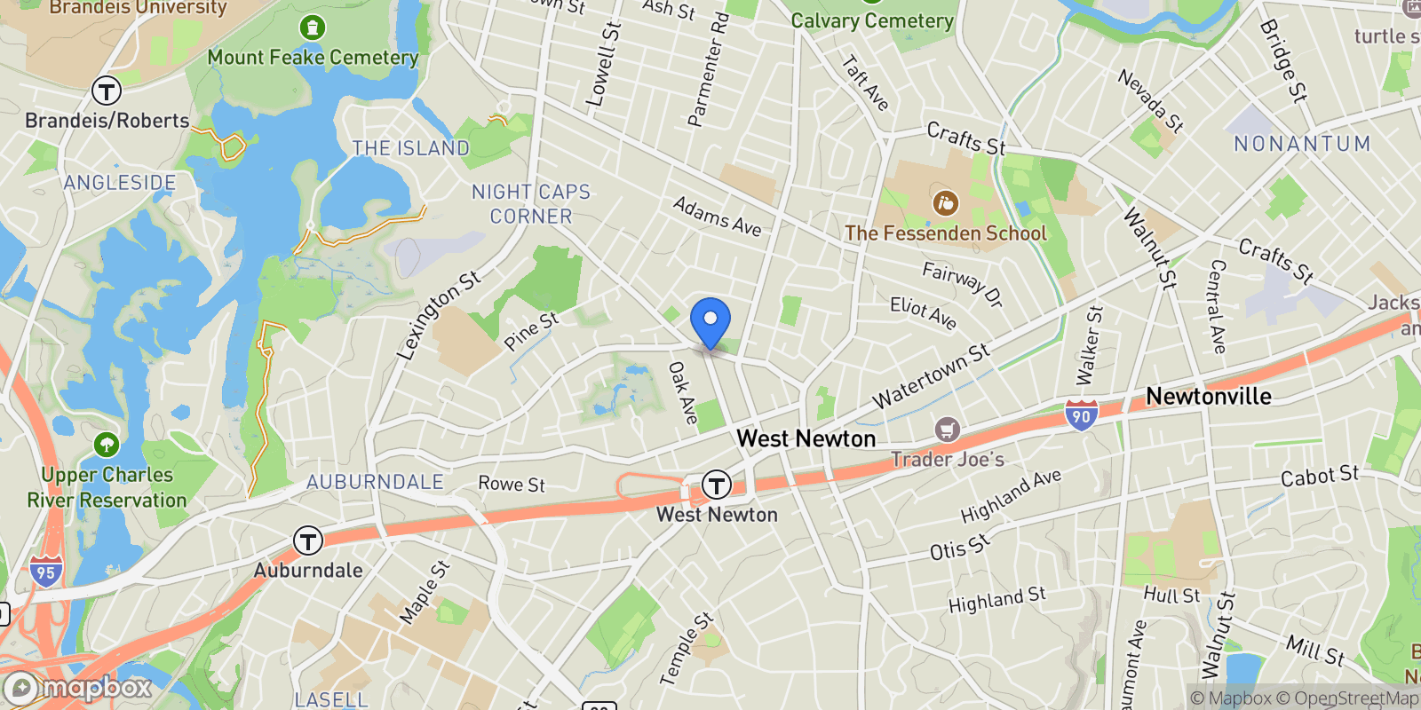 Map showing 106 River Street, #18, Newton, MA, 02465, USA, Newton, Massachusetts, United States.