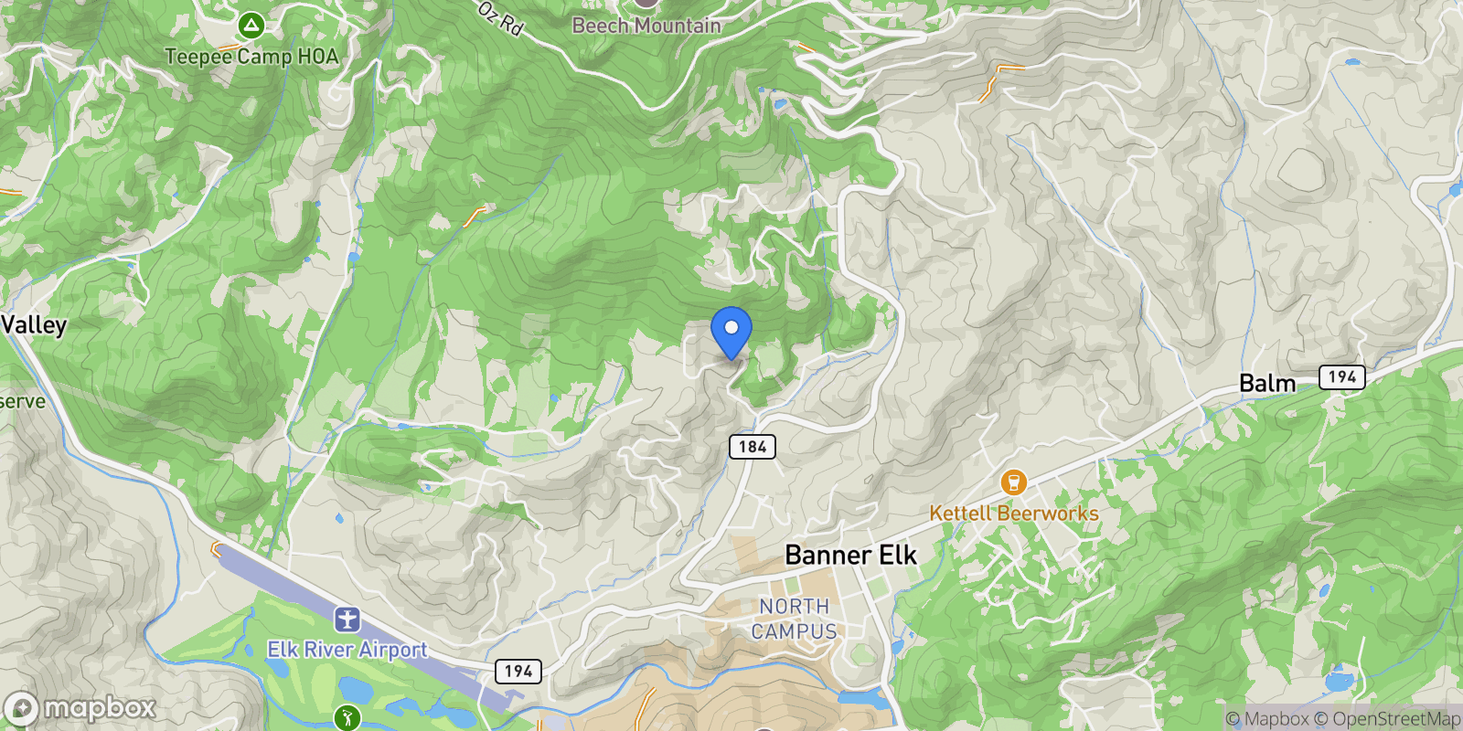 Map showing 311 Penny Lane 2D, Banner Elk, North Carolina, United States.