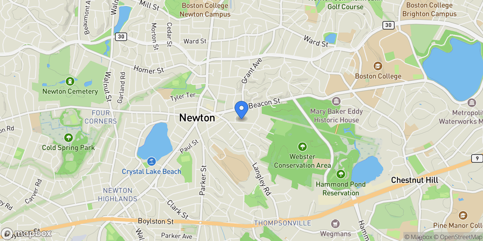 Map showing 145 Warren St, #4, Newton, MA, 02459, USA, Newton, Massachusetts, United States.