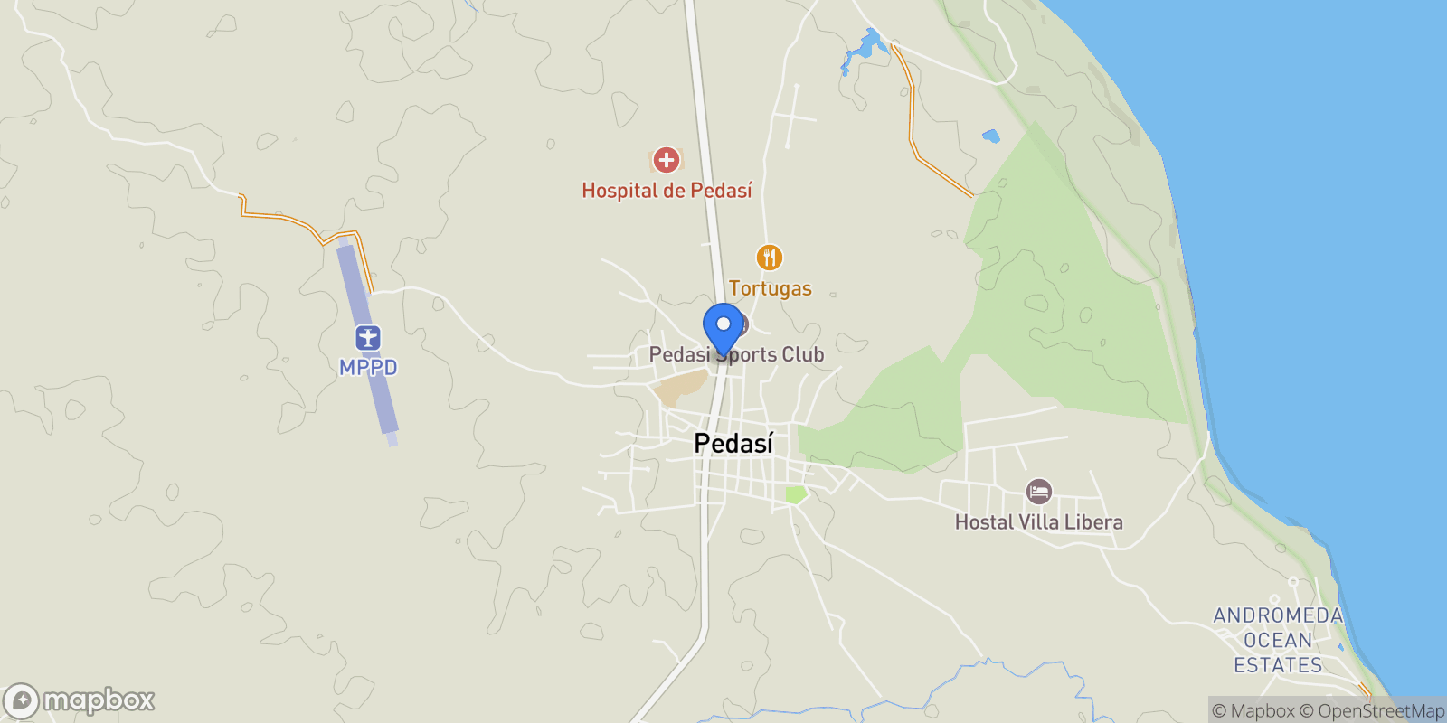 Map showing Pedasi,, Pedasi, Los Santos Province, Panama.