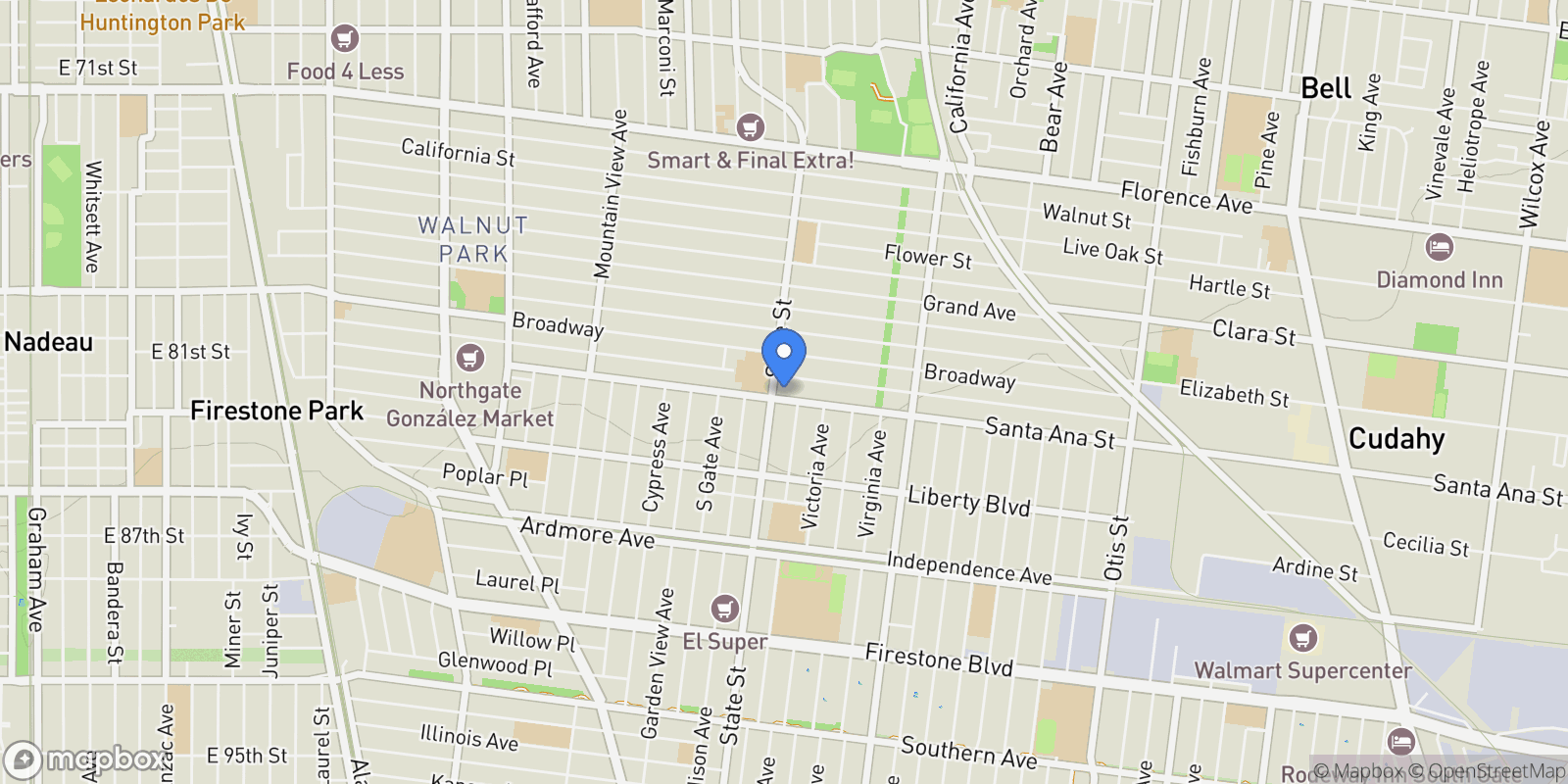 Map showing 3241 Santa Ana, Huntington Park, CA 90255, Huntington Park, California, United States.