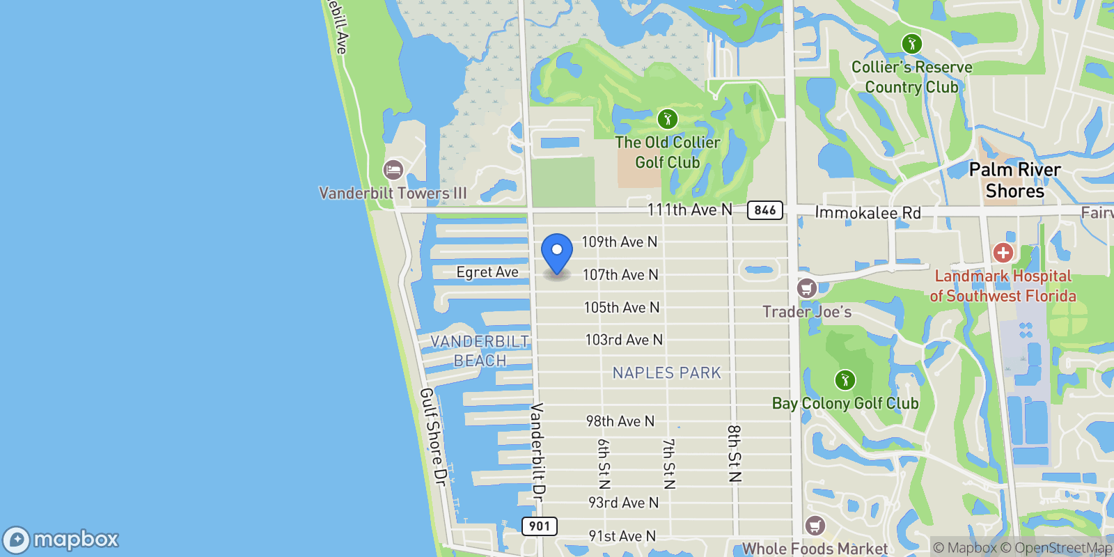 Map showing 536 107th AVE N, Naples, FL, 34108, USA, Naples, Florida, United States.