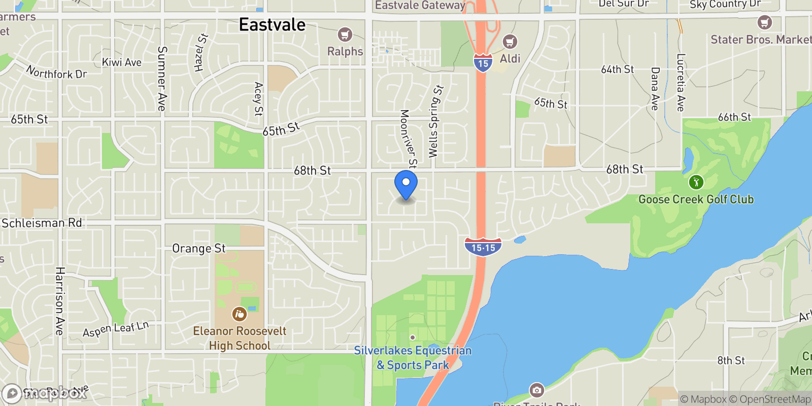 Map showing 6920 Channel Ct, Eastvale, CA 91752, Jurupa Valley, California, United States.