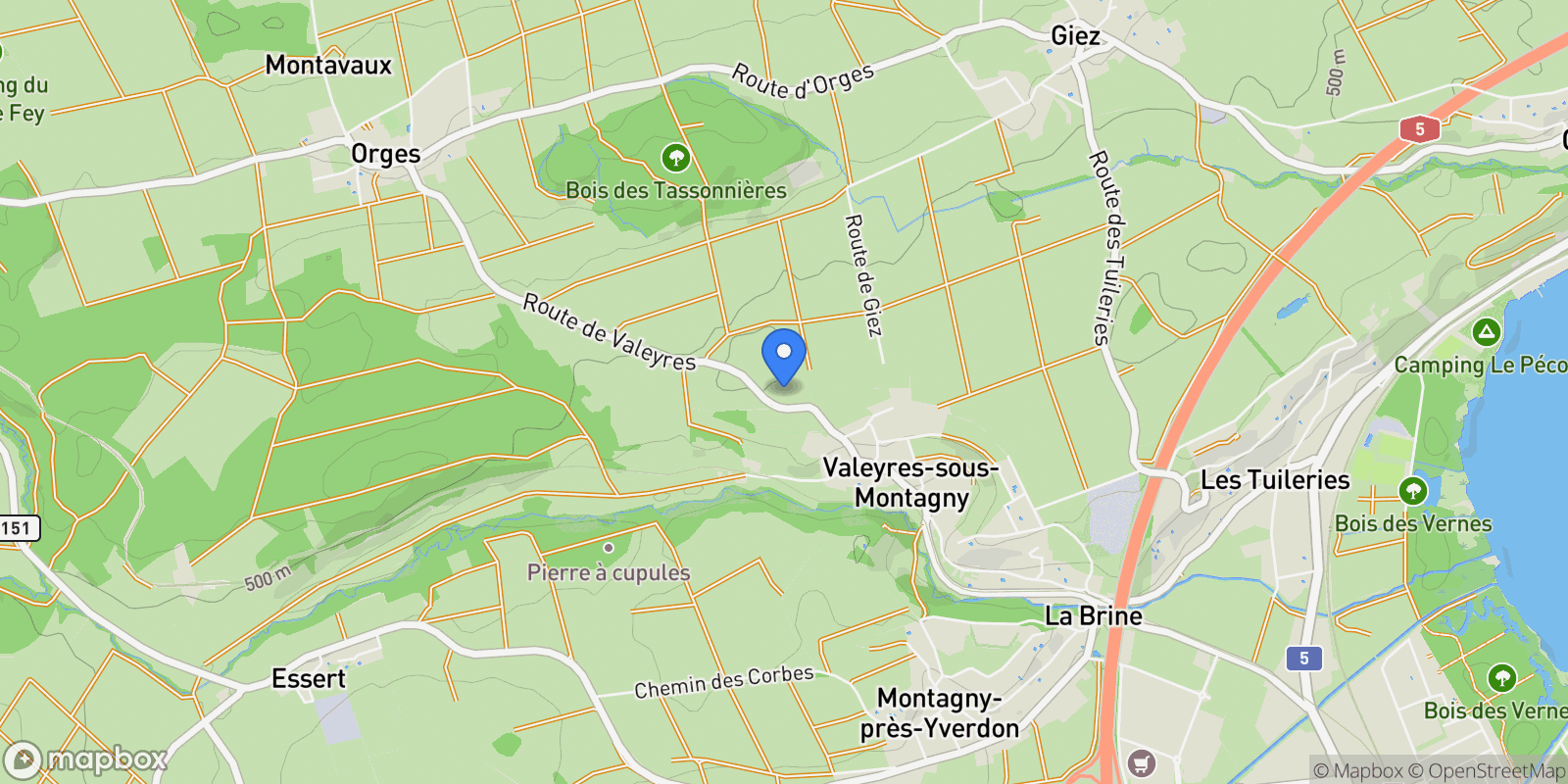 Map showing Valeyres-sous-Montagny, VD 1441, Valeyres-sous-Montagny, Vaud, Switzerland.