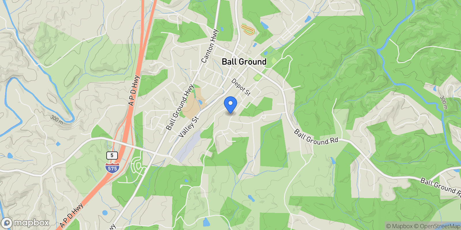 Map showing Ball Ground, Georgia, United States.