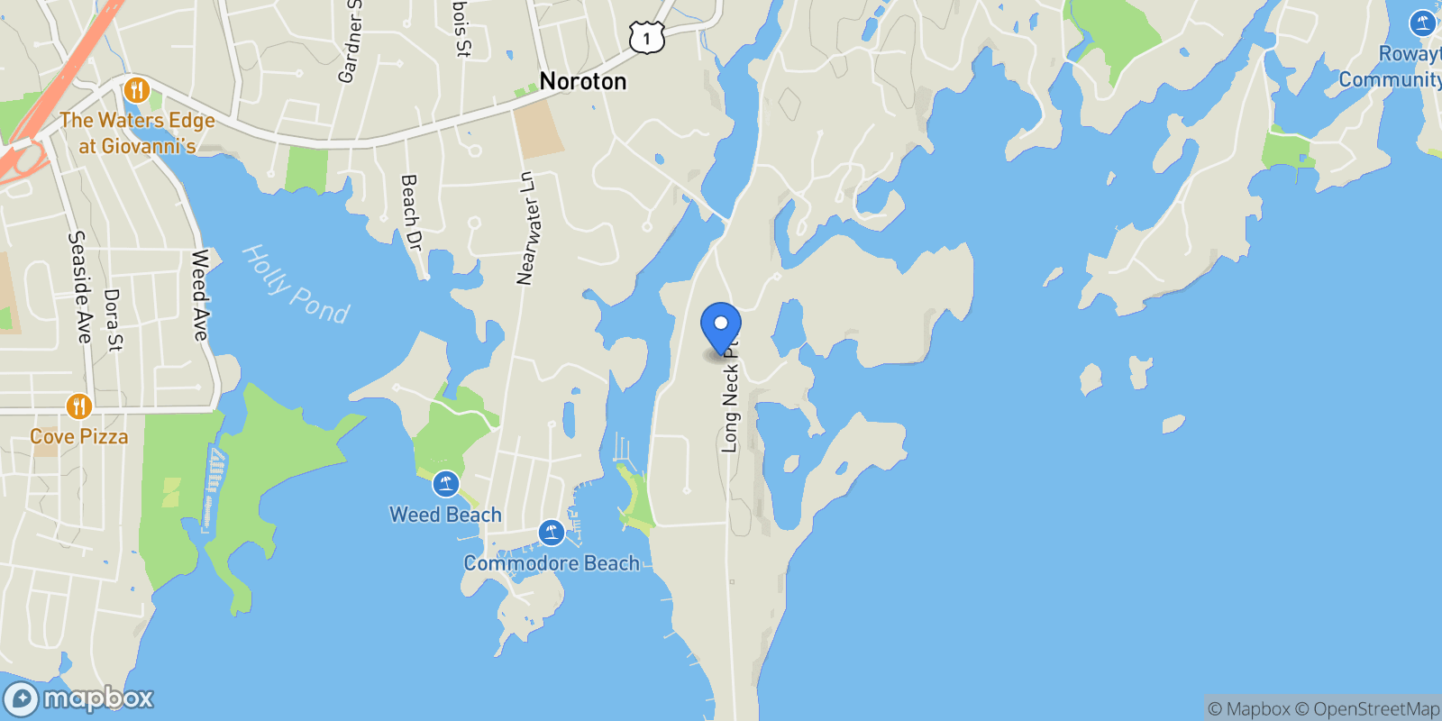 Map showing 70 Long Neck Road, Darien, CT, 06820, Darien, Connecticut, United States.